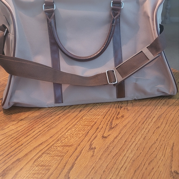 NWOT Ralph Lauren Khaki Tan Brown Logo Fabric Duffle Travel Luggage Bag - Picture 4 of 17